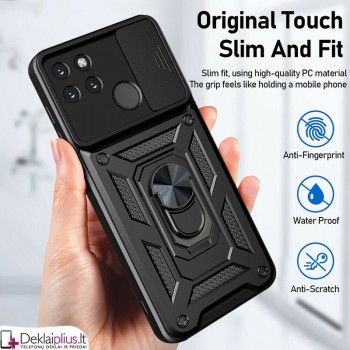Smūgiams atsparus dėklas su žiedu ir  kameros apsauga  (telefonui Realme C21Y/C25Y)